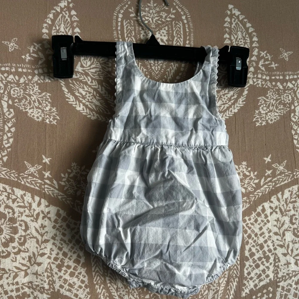 Jacadi Paris One Piece Romper in Grey & White Gingham